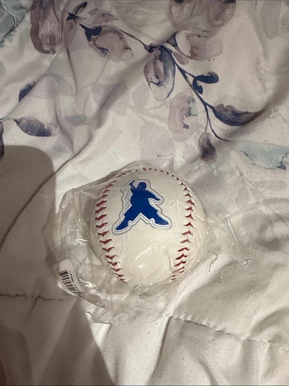 White Baseball with Blue Batter Logo - Home Games fluffy logo